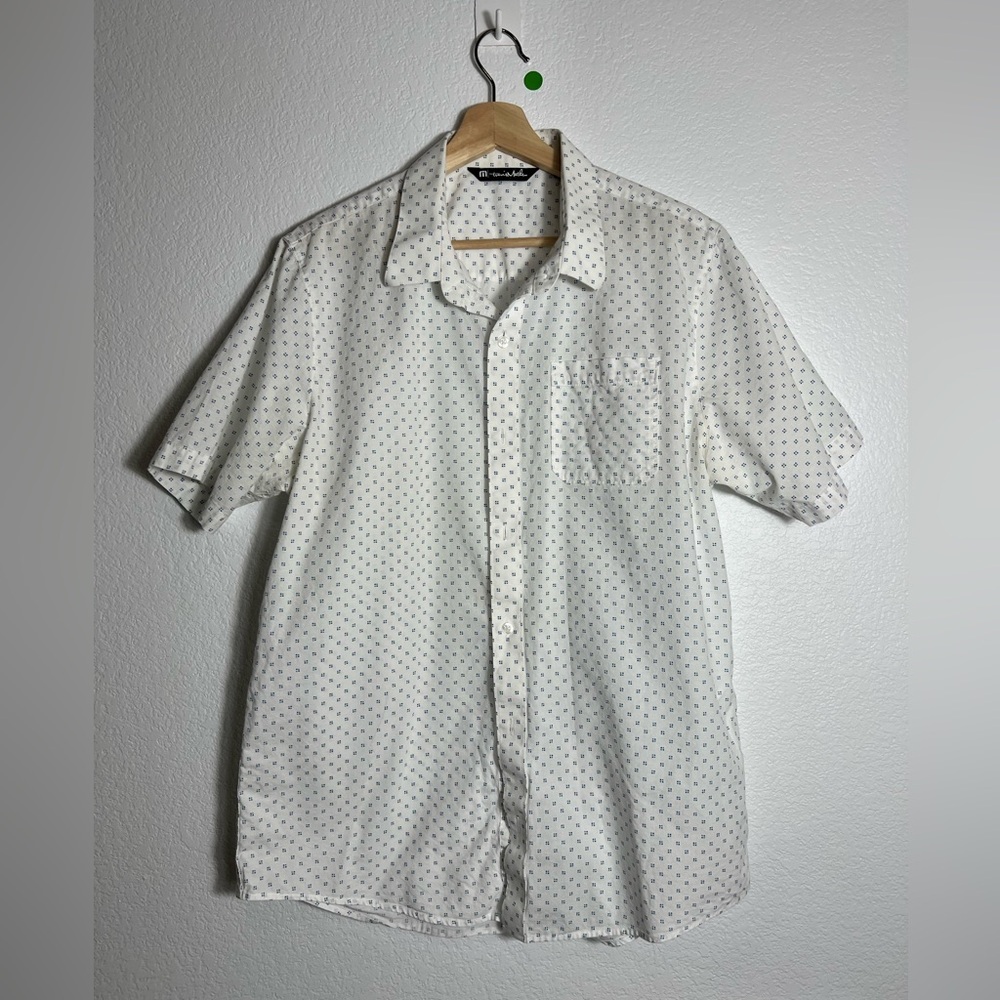 Travis Mathew White and Gray Polka Dot Shirt